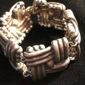 Vintage Mexican Silver bracelet chunky basketweave
